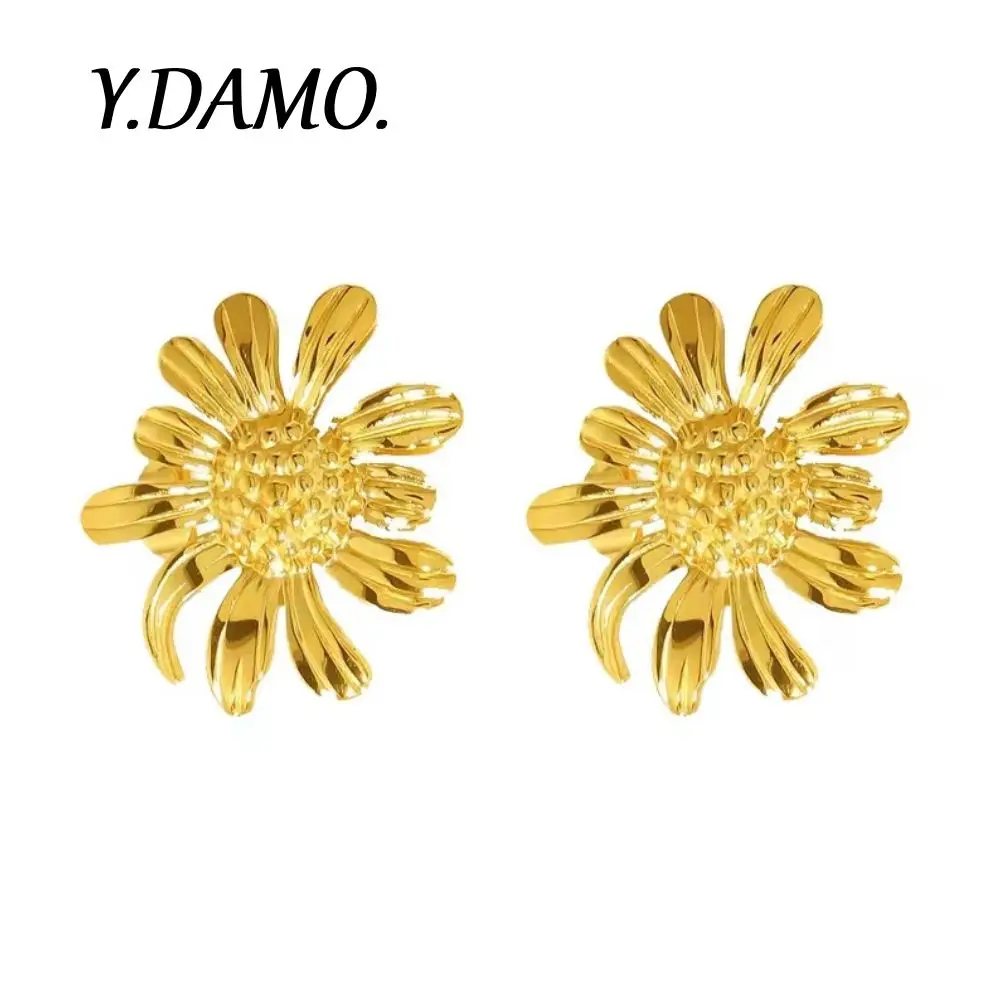 

Damo Earrings Summer Yellow Daisy Earring Gold Color Stainless Steel Women Jewelry Romentic Gift Elegant Holiday Jewelry Earring