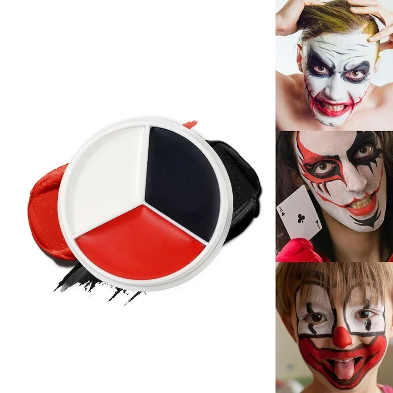 Paleta de maquillaje de Halloween, pintura facial y corporal, rueda de maquillaje, blanco, negro, rojo, resistente al agua, esqueleto de zombi, maquillaje de Cosplay, pintura facial