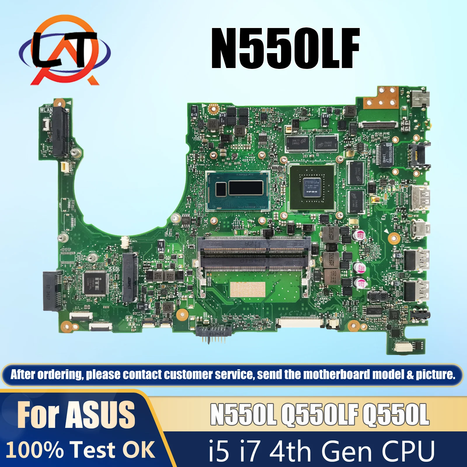 

N550LF ASUS Notebook Mainboard N550L Q550LF Q550L Laptop Motherboard with I5-4200U I7-4500U CPU GT745M/2G Graphics Card DDR4