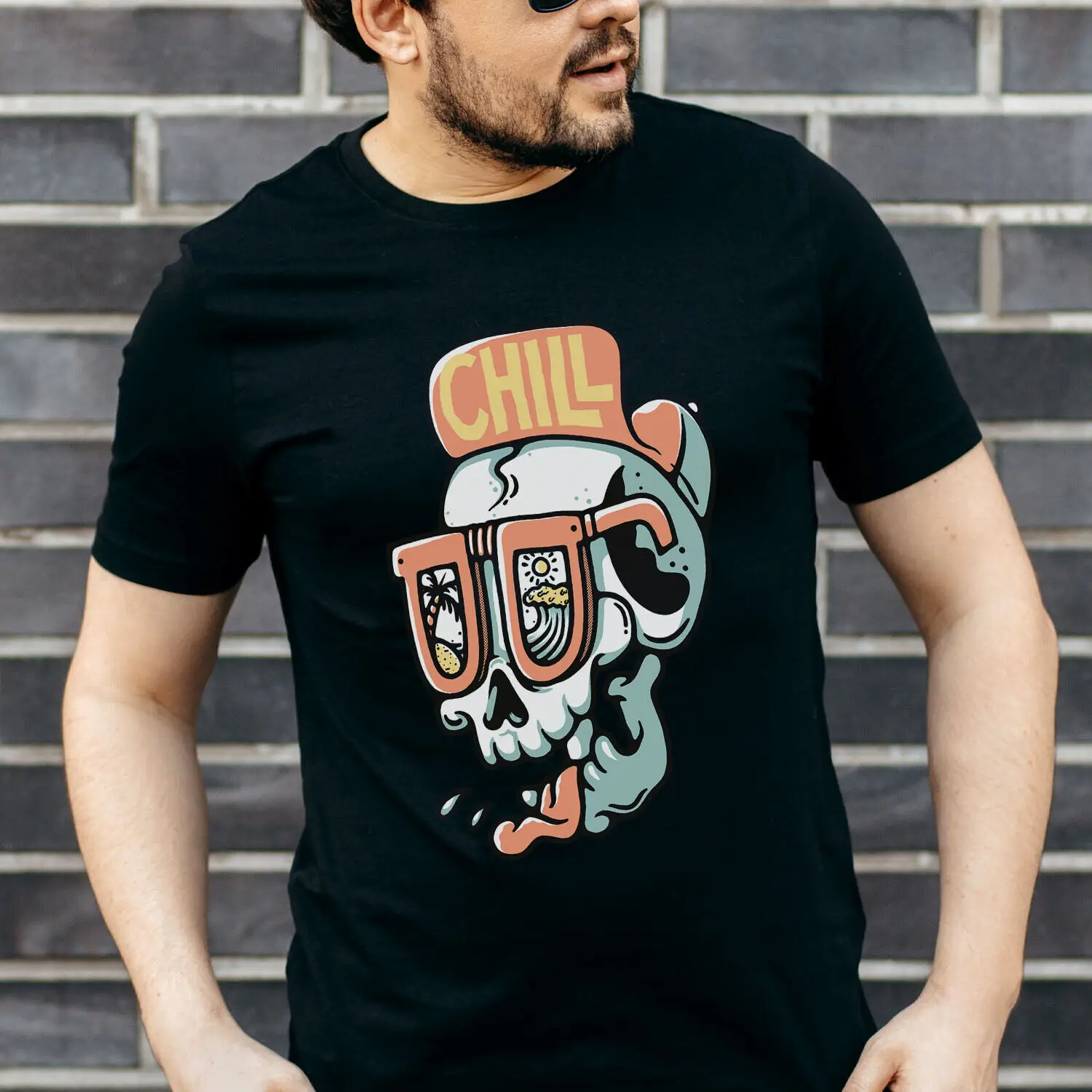 Camiseta gráfica Chill Skeleton – Cool Relaxed Skull - Camiseta para hombre y mujer