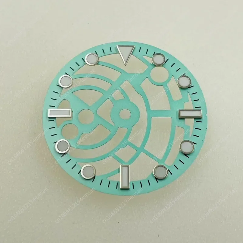 New for NH70 Dial Diameter 28.5mm Mechanical Watch Modified Hollow for NH70 Face Plate Blue-green Luminous Watch Accessories