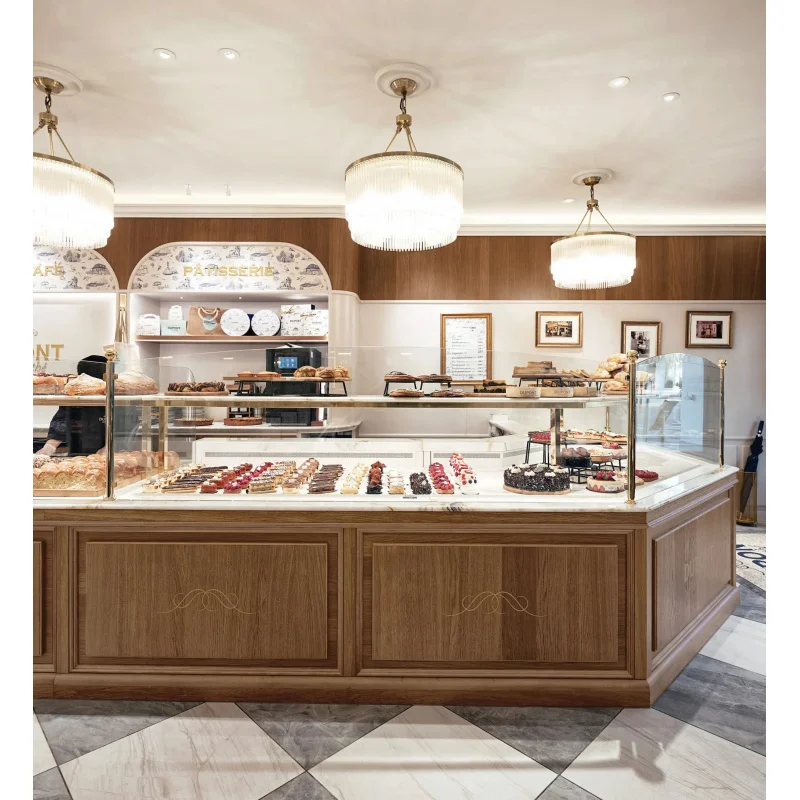 

custom.Custom Shopping Mall French Elegant Wooden Cake Shop Bakery Display Cabinet China Origin