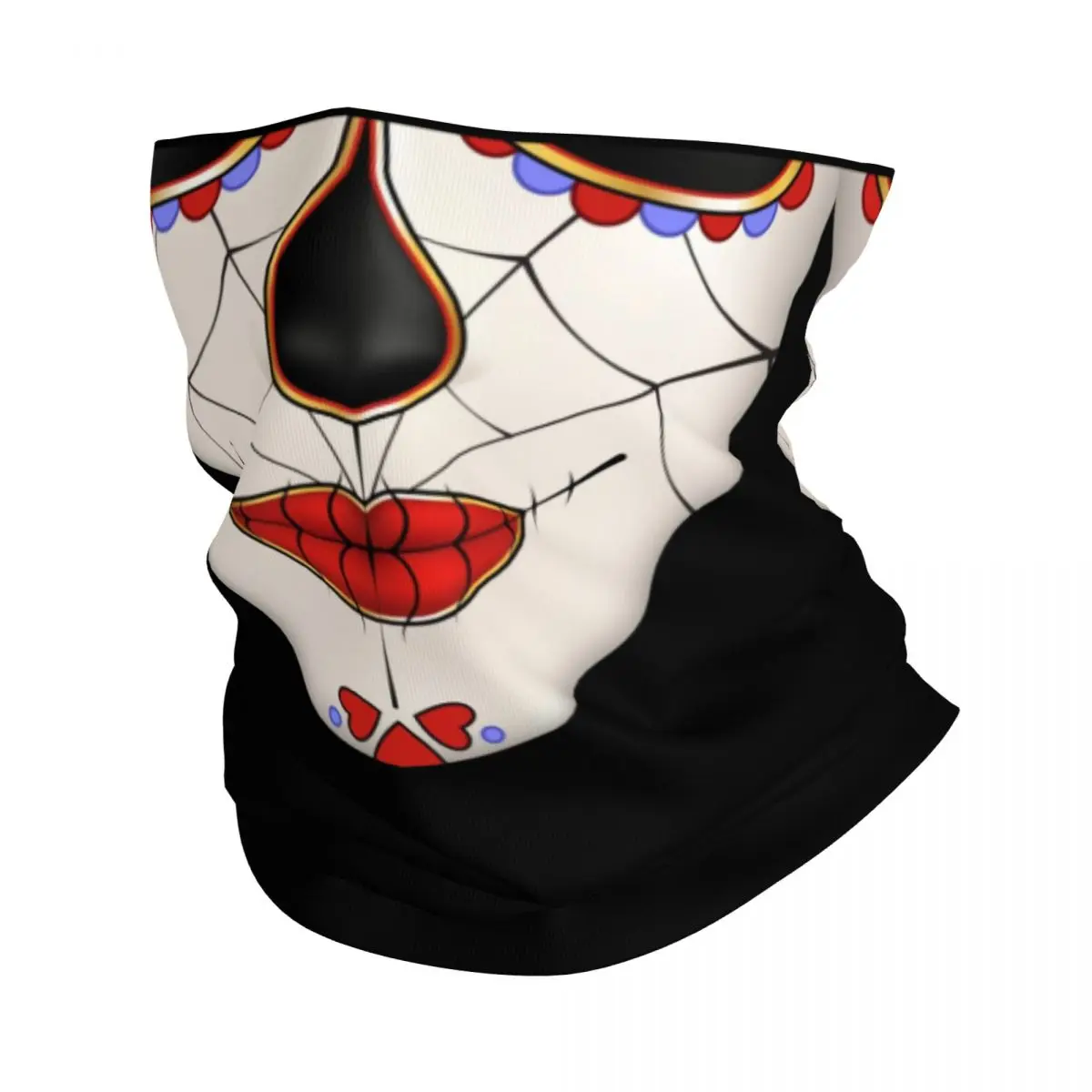 Day Of The Dead La Catrina Neck Gaiter Women Men Windproof Winter Mexican Sugar Skull Bandana Scarf for Hiking