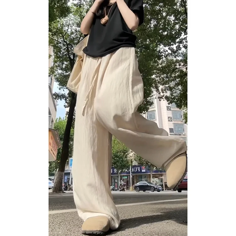 Pantaloni sportivi comodi in lino Pantaloni casual a gamba dritta a vita alta da donna Estate 2025 Nuovo Sle dimagrante Faionable