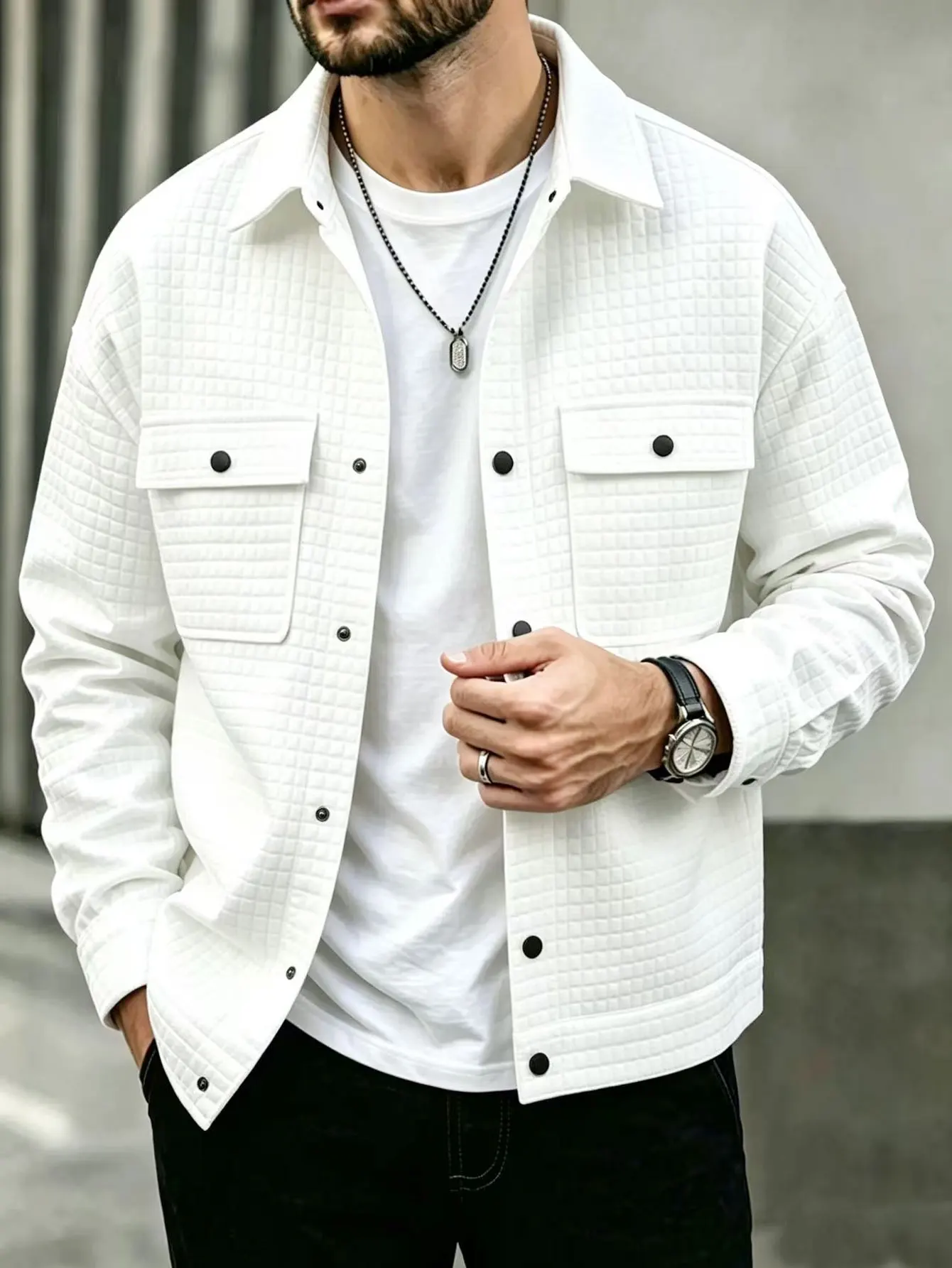 Herren Freizeit-Karo-Jacke - Modische Vielseitige Oberbekleidung für Freizeit & Formelle Anlässe – Detail 6
