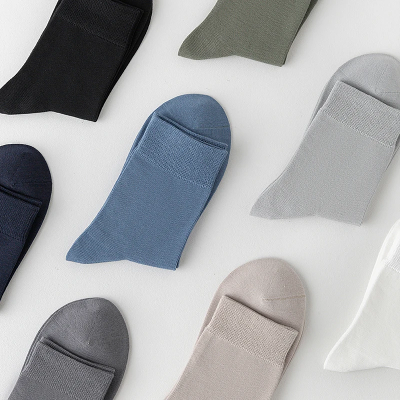 ZTOET Herrensocken aus gekämmter Baumwolle, Herbst/Winter, schwarz, Business-Langsocken, atmungsaktiv, hohe Qualität, neue Herrensocken, Übergröße EU38-45 – Detail 6