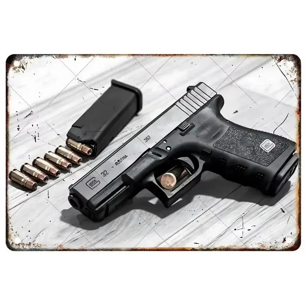Letreros Metálicos con Forma de Pistola, que Exudan un Toque Militar, Ideales como Decoración de Pared en Cuartos de Hombre, Hogares, Cafeterías, Jardines, Clubes y Bares.
