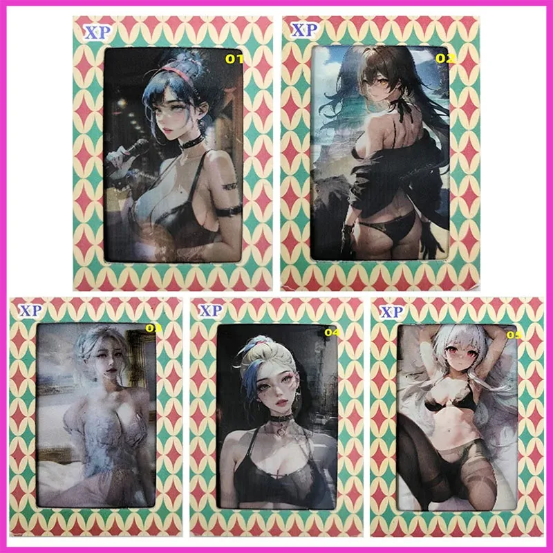 

Anime Goddess Story Rare XP 3D Refractive Flash Cards Harleen Quinzel Hu Tao Toys for boys Collectible Cards Birthday Gifts