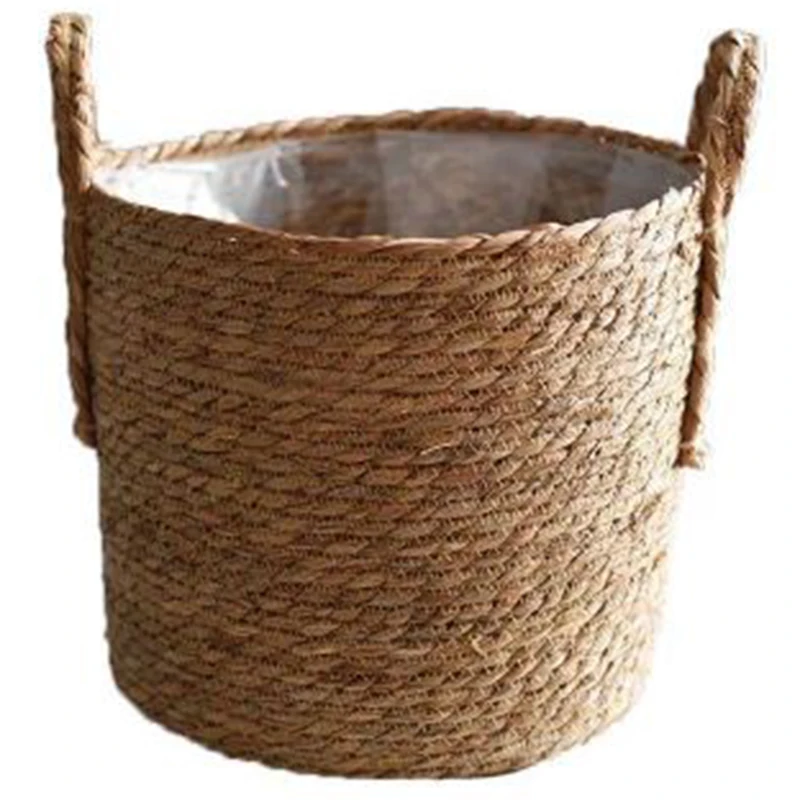 Garden Flower Pot Natural Seagrass Basket Rattan Straw Basket Foldable Seagrass Flower Baskets