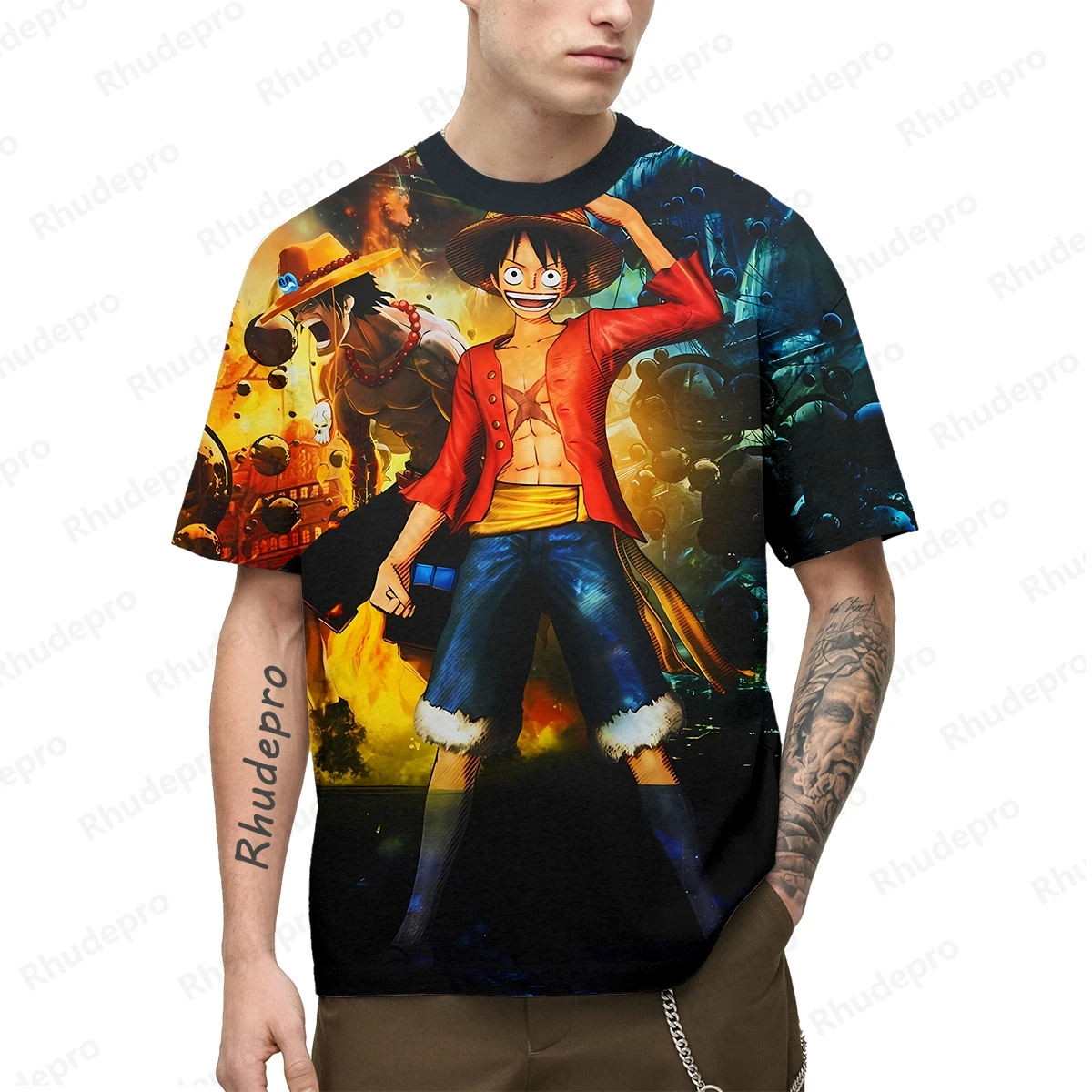 قطعة واحدة 2025 جديد اليابان أنيمي Portgas D Ace ثلاثية الأبعاد الطباعة تأثيري تي شيرت المرأة والأطفال الشارع تي شيرت بلايز كبيرة باردة