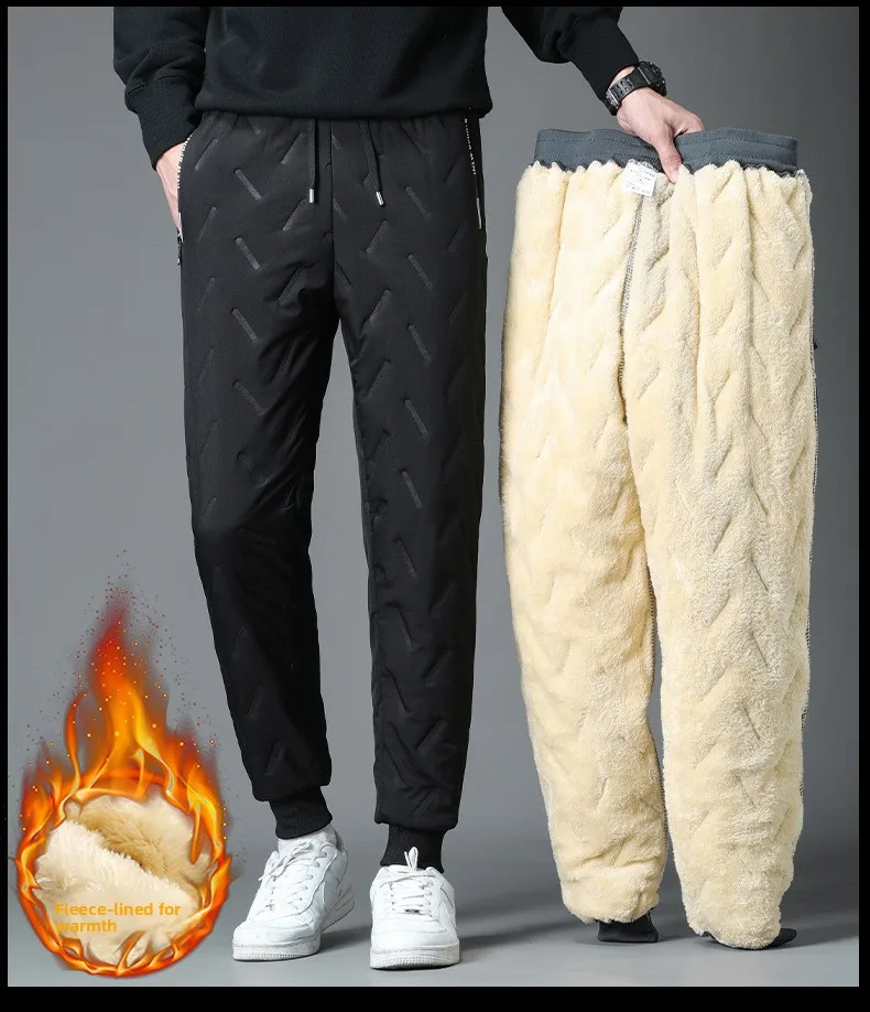 Luxus Marke männer Hosen Warme Plus Samt Verdickt Sport Winddicht Casual Hosen Große Größe Jogginghose Baggy – Detail 3
