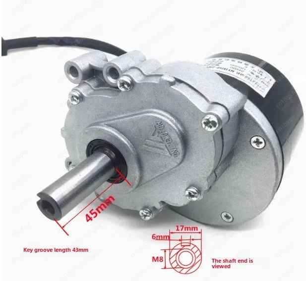 Brushed DC gear ， Low speed brushed gear motor for electric wheel, 250w, 24v, 75rpm / 120rpm, 44mm long, 17mm diameter