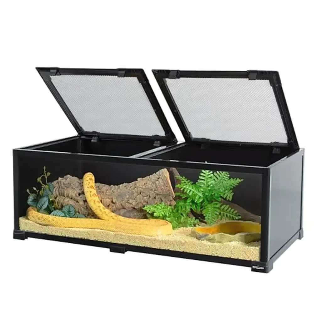 34 Gallon Reptile Terrarium Double Top Cover Well Ventilation 36