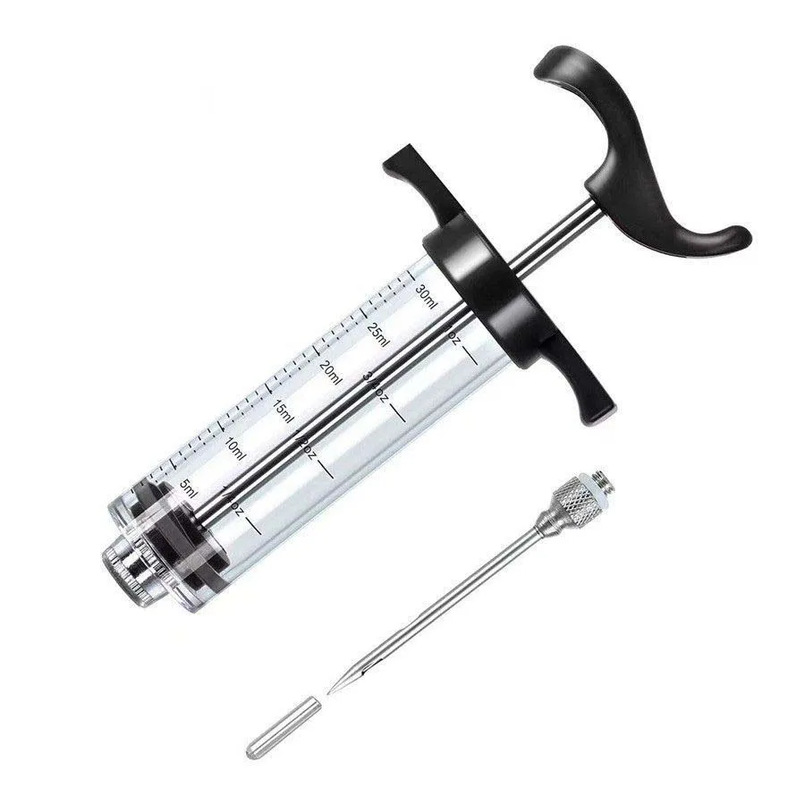 LMETJMA Meat Injector Syringe With 3 Marinade Injector Needles for BBQ Grill Turkey Injector Kit Marinade Flavor Injector JT104