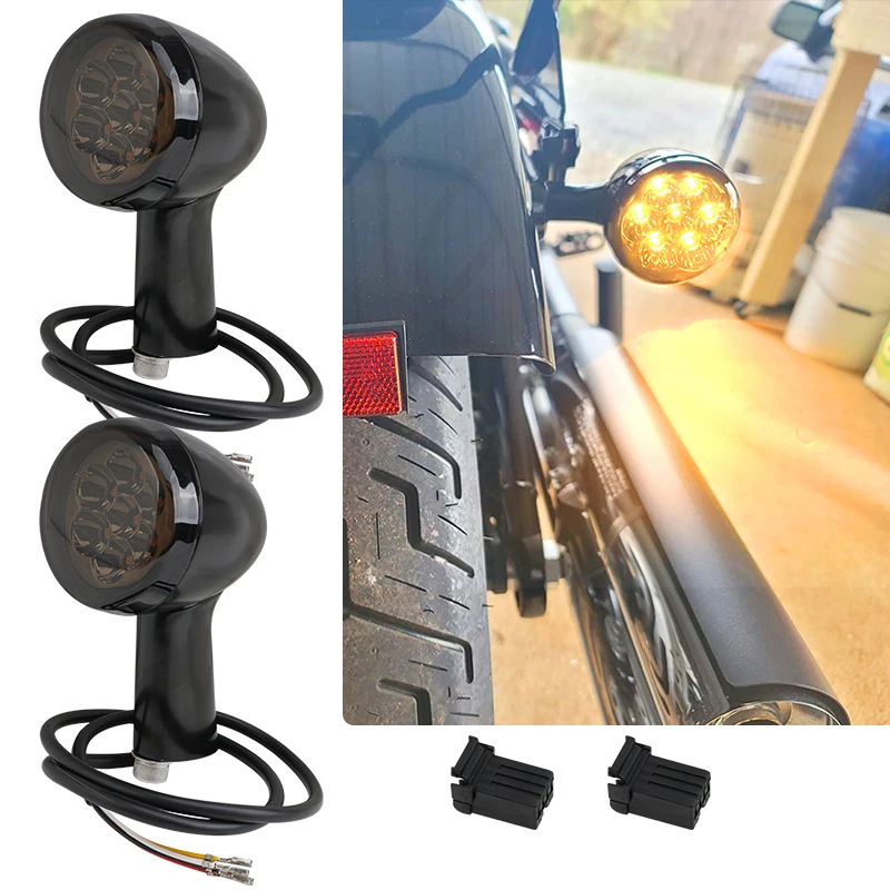 Motorcycle Bullet Style LED Turn Signals Brake Running Lights Indicators Blinkers for Harley Sportster XL883 XL1200 72 48 92-up