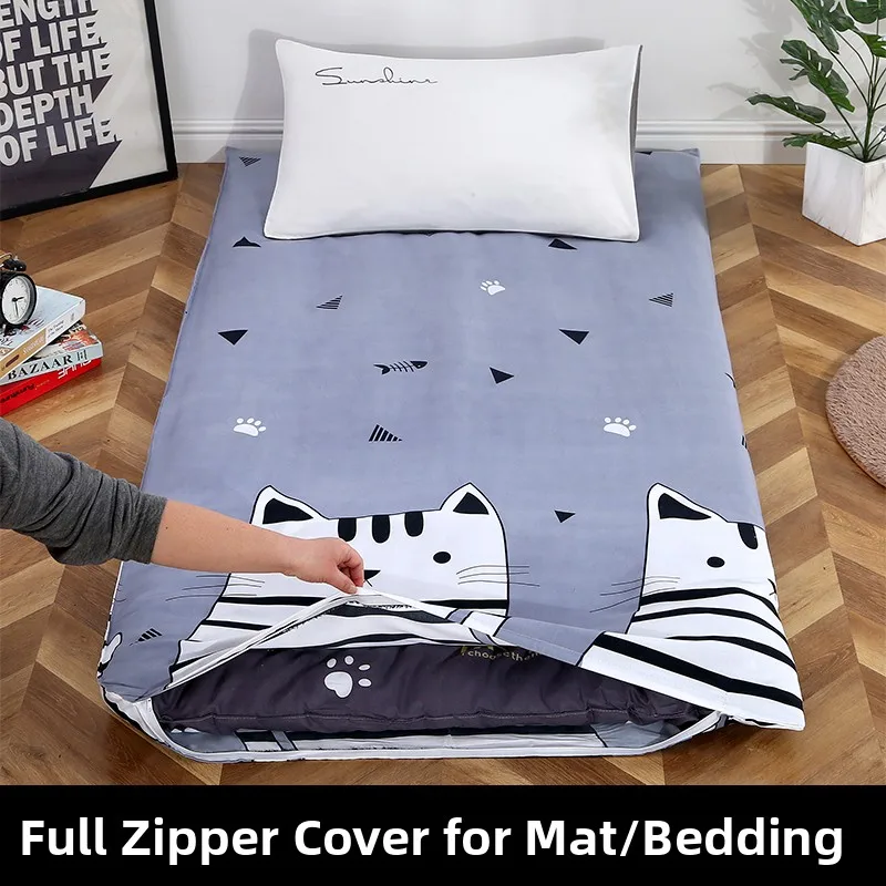 Zippered Full-Enclosure Mattress Protector Case for Student Dormitory Dustproof Mite-Resistant Polyester Fiber Bedding Cover