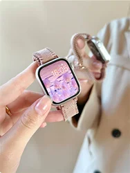 Korea Cute Slim Nylon Elasticity Strap For Apple Watch Band 49mm 41 45mm 40 44mm 38 42 For iwatch Series 8 7 SE 6 5 Correa Band