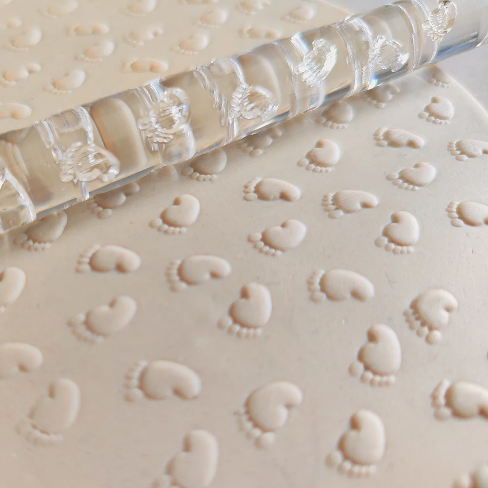 Acrylic Textured Rolling Pin for Bakery, Fondant Sugar Craft, Cake Decorating Tools, Kitchen Accessories, 3 Different Size