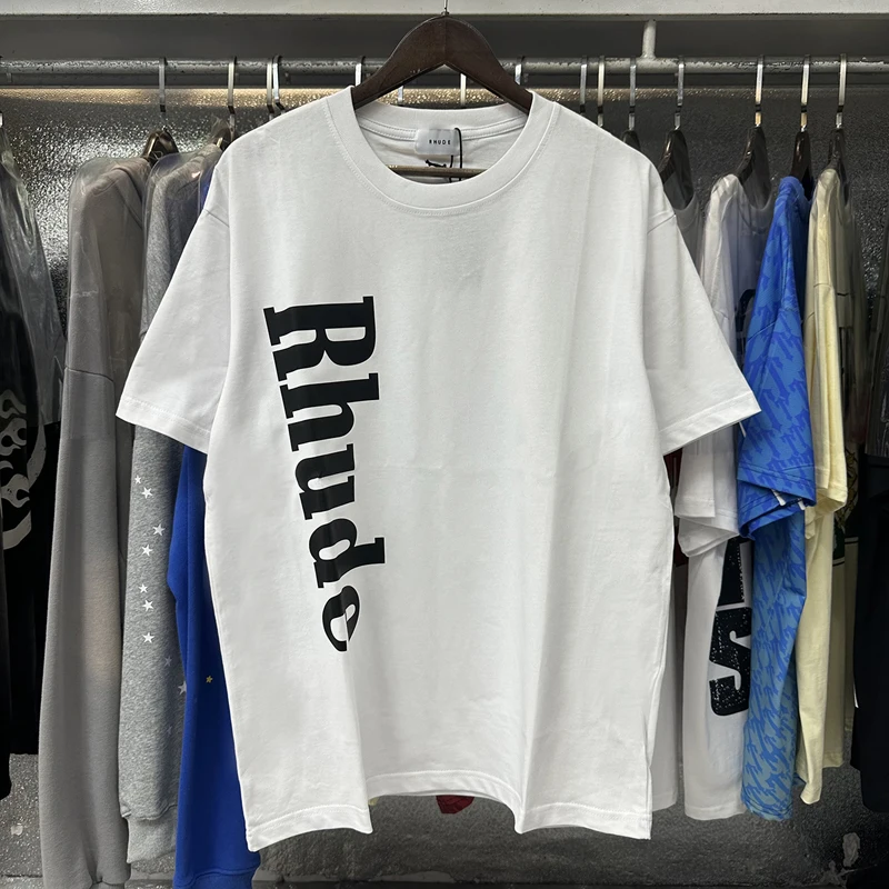 Rhude T-shirt van hoge kwaliteit, casual logo-print, ronde hals, korte mouw, zomer, modieus, heren, dames, losse katoenen top-T-shirt