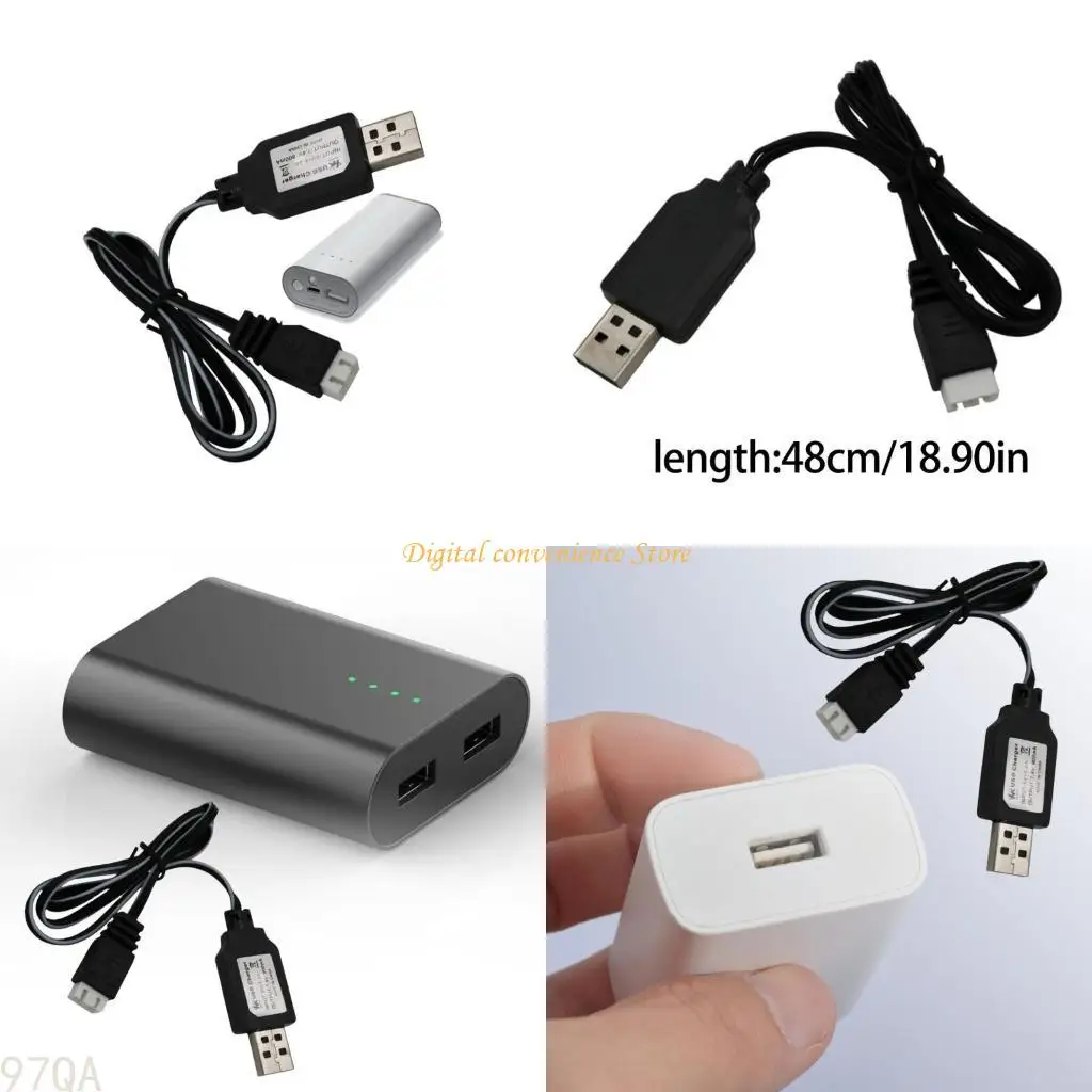 97QA USB to 7.4V Battery Charging Wire USB to 3Pin Extension Adapter with Visual Power Easy to Use