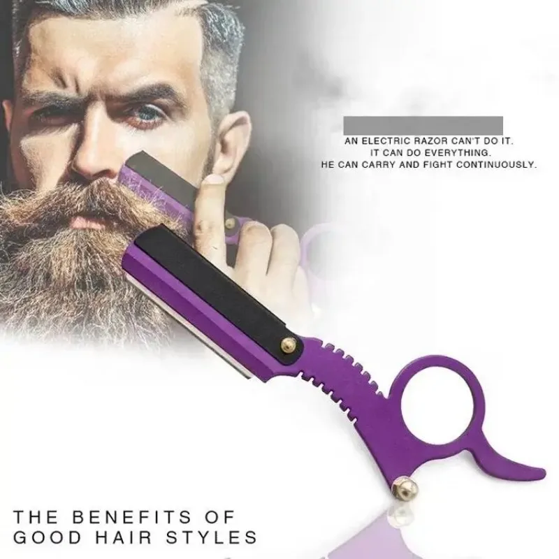 

Парикмахерская бритва из нержавеющей стали для большого пальца, стрижка с двойным лезвием, формирование бровей, парикмахерская, прямая бритва, держатель ножа