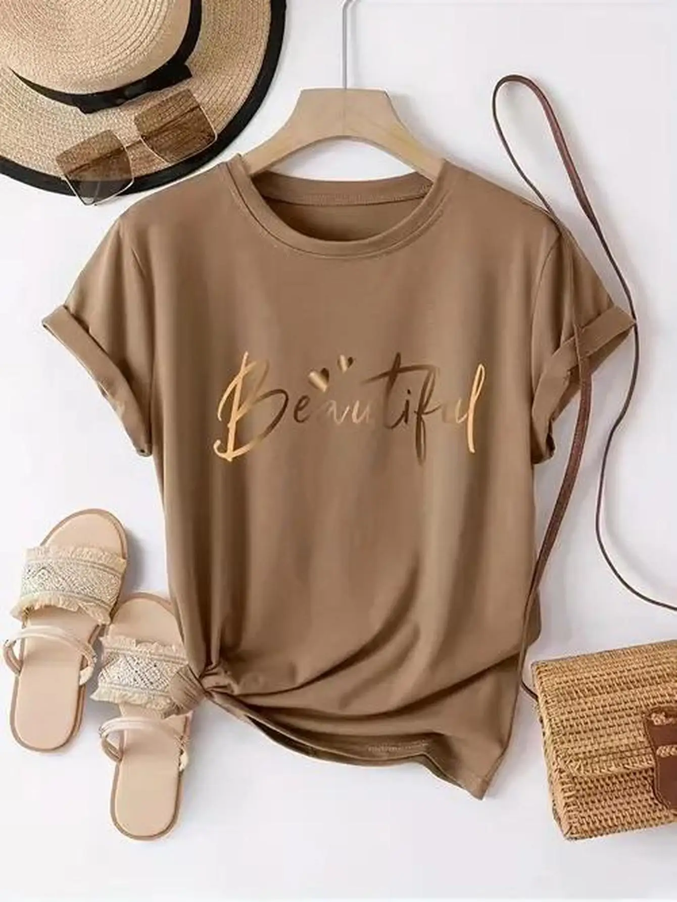 para praia e uso diário "100% algodão manga curta gola redonda moda casual top roupas diárias moda para o verão