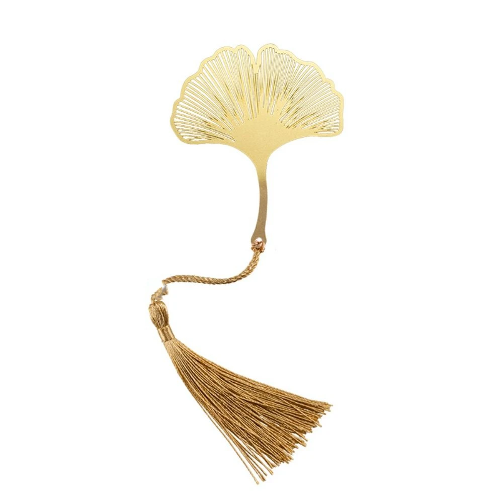Tassels Hollowed Out Bookmark Lotus Flower Leaf Vein Metal Bookmark Ginkgo Leaf Chinese Style Book Clip Journal Diary Decoration