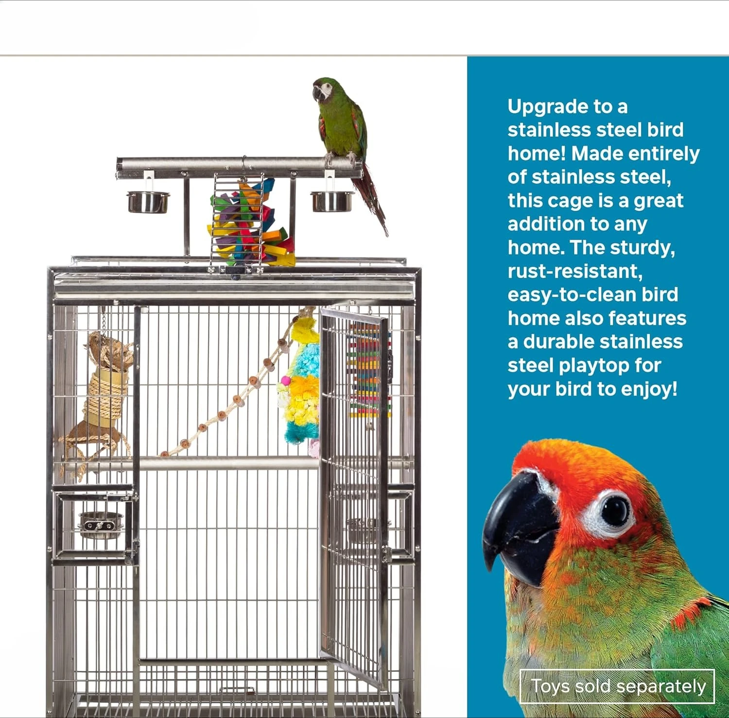 

Клетка для птиц из нержавеющей стали, нержавеющая сталь, средняя