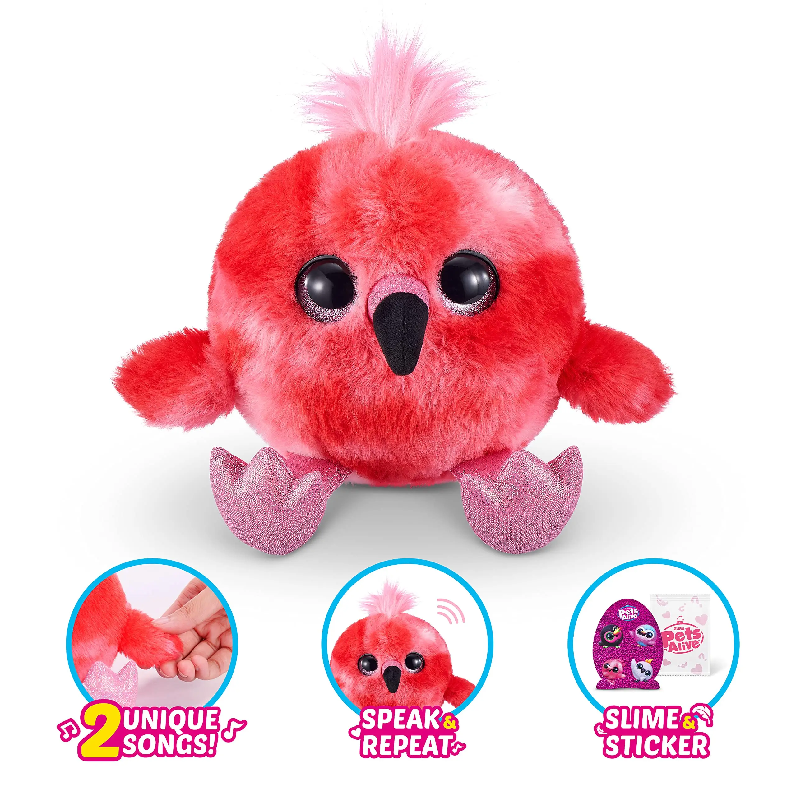 ZURU Pets-cacatúa de Pájaros vivos, búho, flamenco, Tucán, huevo sorpresa electrónico, juguete de Animal de peluche, regalo de niña parlante repetido