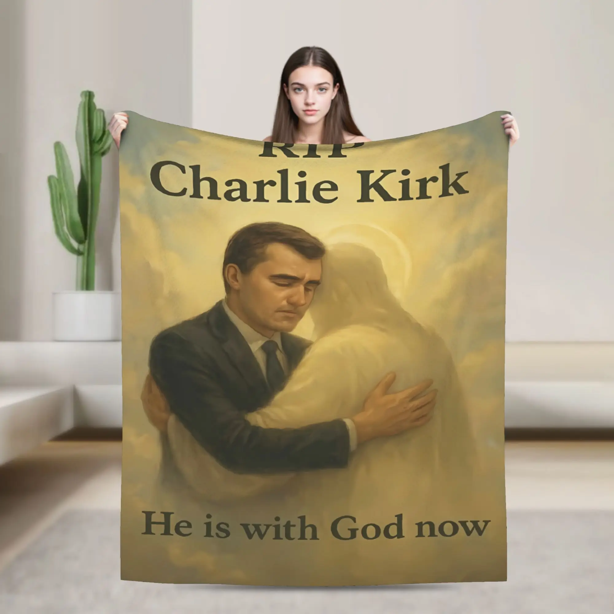 Charlie Kirk Angelic Advocate Blanket  Warm Soft Fluffy Plush Throw Blanket For Outdoor Travel Flannel Bedspread Bed Cover