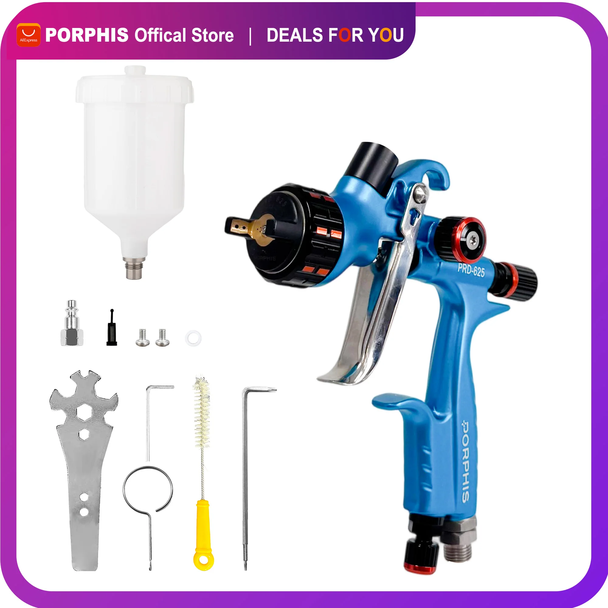 

Original PORPHIS Spray Gun PRD-625 MP High Atomization 1.3mm Gravity Spray Paint Gun Automotive Paint spray gun for car repair