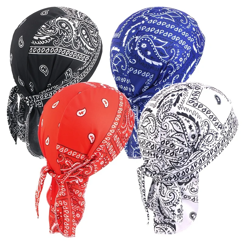 4Pcs Sports Headscarf Quick‑Dry Four‑Season Stretch Sports Headscarf Men Women Pirate Hat Outdoor Running Fitness Head Wrap
