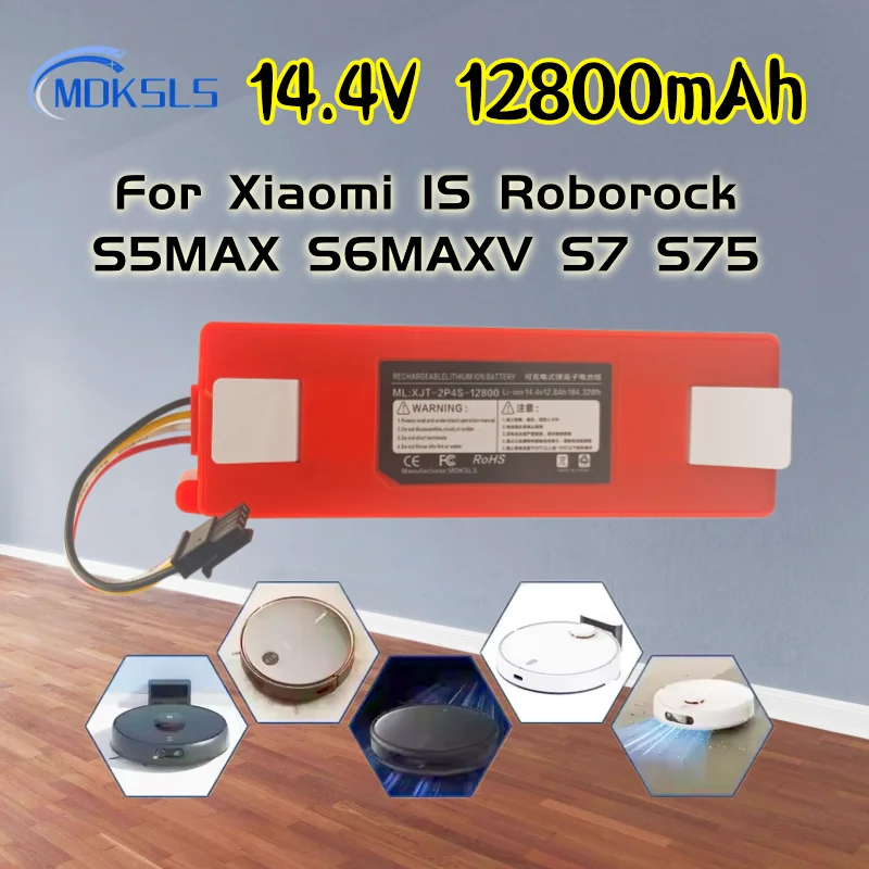 

NEW Original 14.4V 12800mAh Robotic Vacuum Cleaner Replacement Battery For Xiaomi Roborock S55 S60 S65 S50 S51 S5 MAX S6 Parts