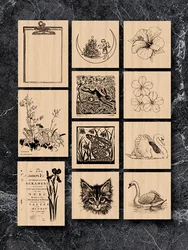 Retro Fairy Tale Floral Swan Angel Frame Wooden Rubber Stamp DIY Scrapbooking Photo Album Journal Material Wood Seal