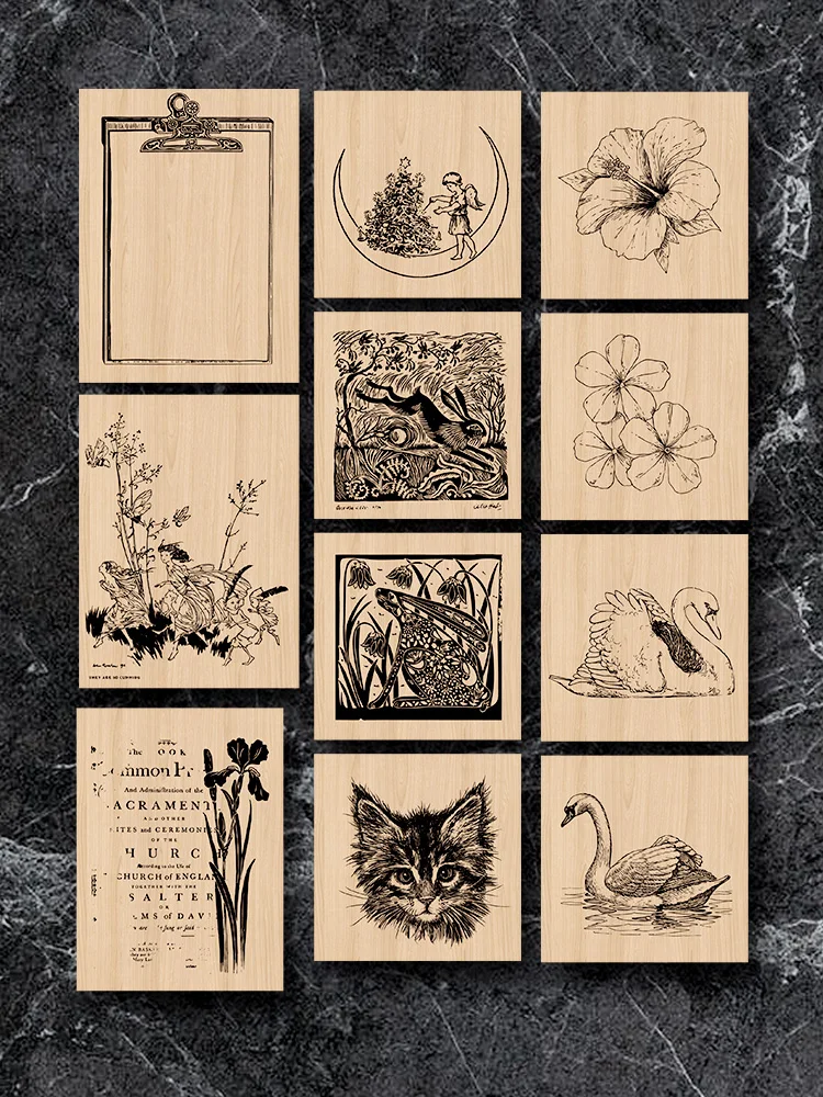 Retro bajka kwiatowy łabędź anioł rama drewniana pieczątka Album na zdjęcia DIY do scrapbookingu materiał czasopismowy pieczęć drewniana