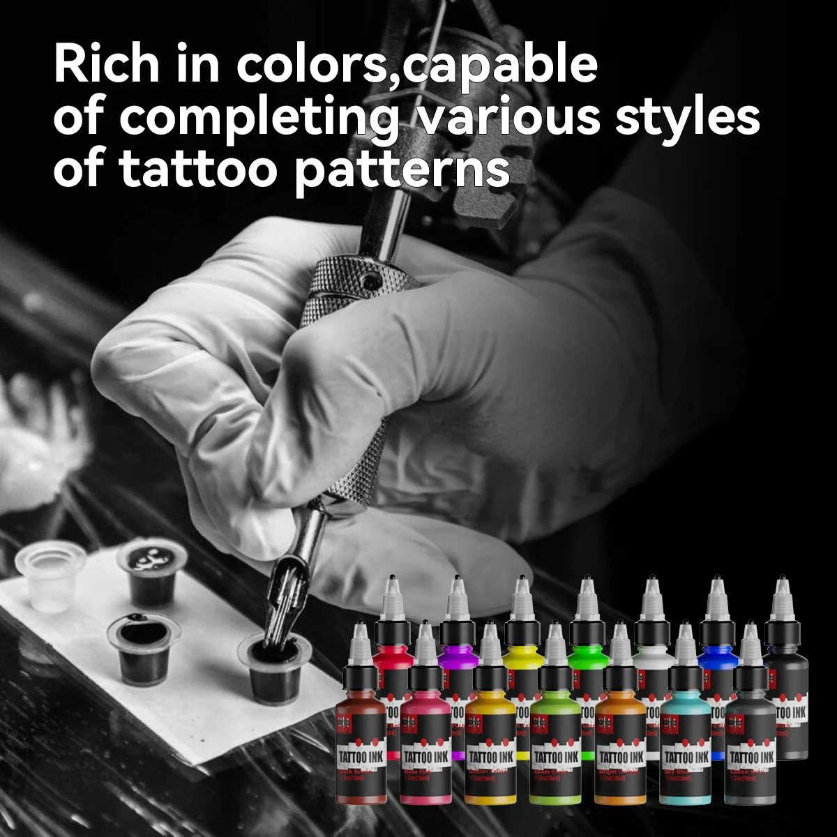 DM 15ml 14colors Tattoo Ink Pigment With Box Body Art Tattoo Kit Professional Beauty Paint Makeup Tattoo Supplies Semi-permanent