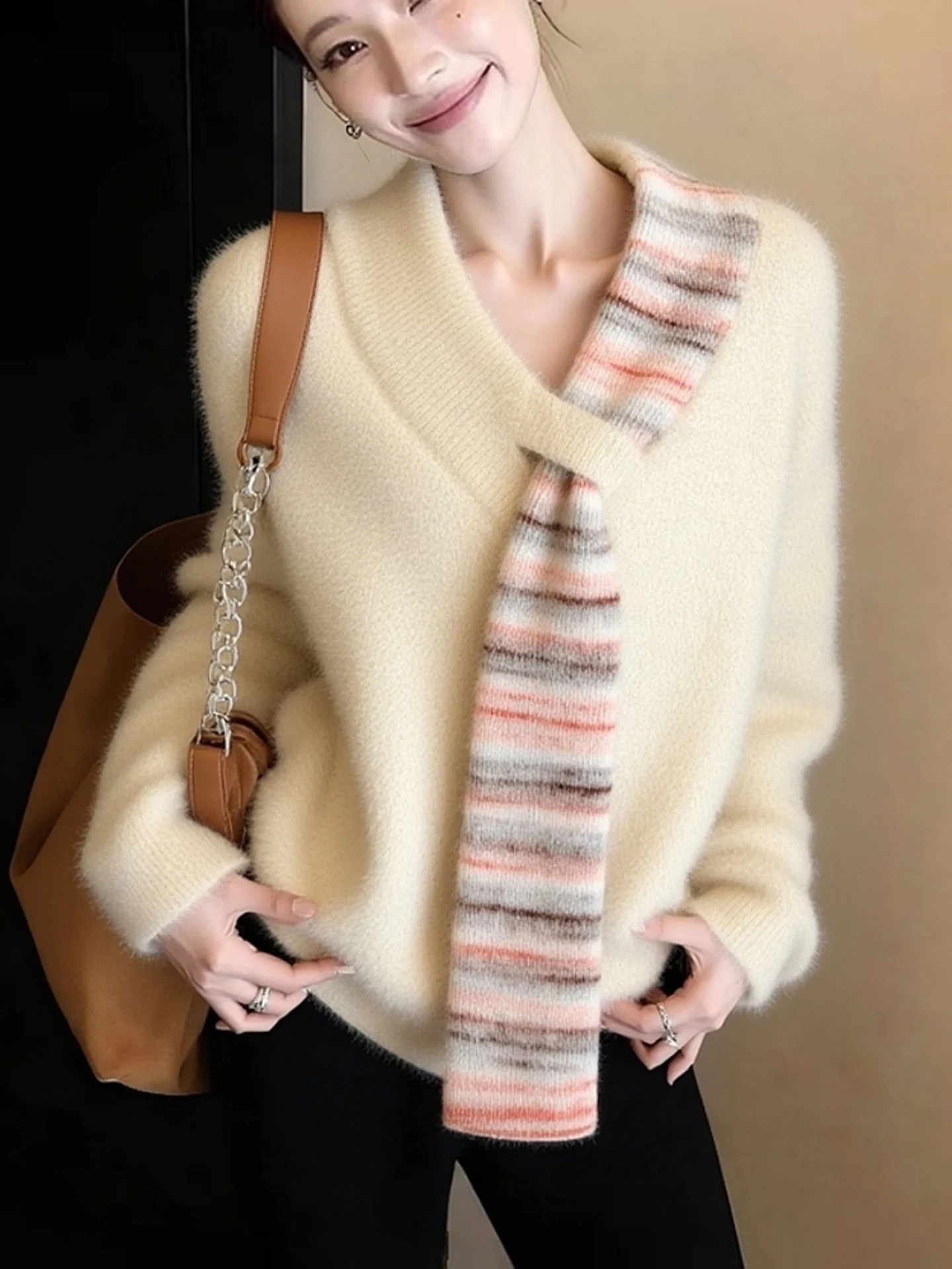 Pull en tricot doux et épais pour femme, pull léger et polyvalent, sensation haut de gamme, nouvelle collection automne hiver