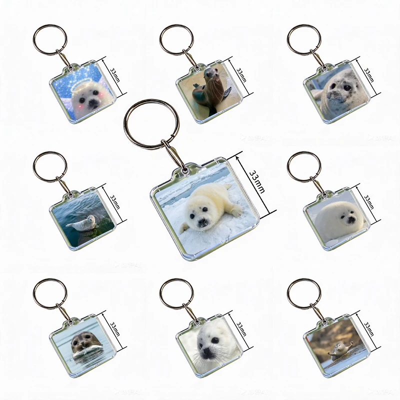 Seal Animal Acrylic Keychain Handmade Hanging Ornaments for Clothes Backpack Decoration Accessories Gifts with Friends