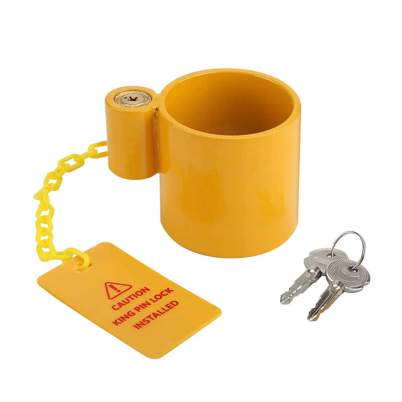 Heavy Duty Coupler Lock Cylindrical Multifunctional Heavy Duty with Yellow Warning Sign Trailer Hitch Lock for Pickup Truck