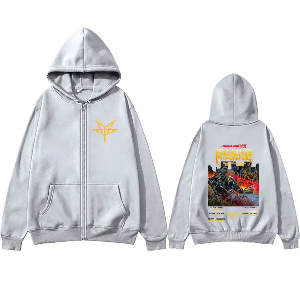 

Falling in Reverse Popular Mons Tour II Zipper Hoodie Men Women Clothing Rock Metal Oversized Jacket Male Casual Zip Up Hoodies