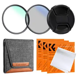 K&F Concept Nano K Series 82mm Camera UV + Polarizing Lens Filter + Lens Cap Kit 3pcs of Cleaning Cloths & Filter Pouch Included