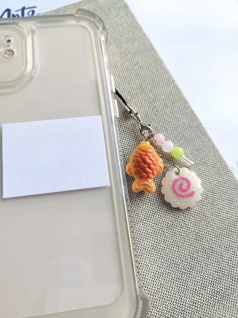Kawaii Japanese Street Food Taiyaki, Narutomaki Fish Cake, Phone lanyard Keychain, Asian Food Phone Charm,Fish Bread Phone Charm - view 4