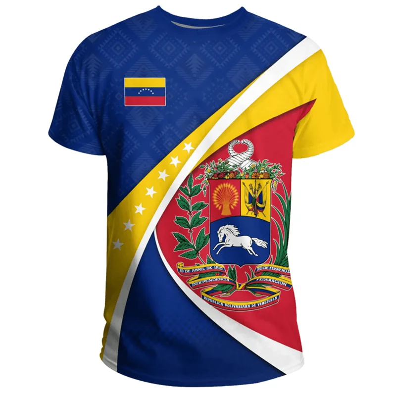 3d Print Venezuela Flag T-Shirt For Men Summer Round Neck Short Sleeve Tees Gym Sports Oversized T Shirts Tops Male Clothes