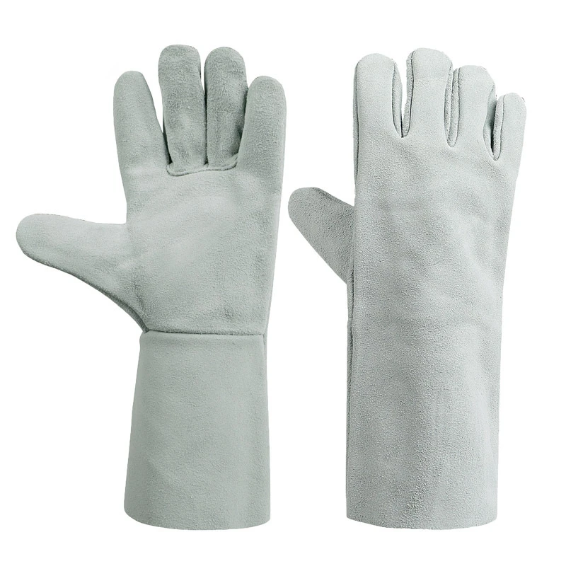 Canvas Sleeve Wear-resistant Anti-hot Cow Leather Long Section Welding Gloves Welder Welding Special-purpose Gloves