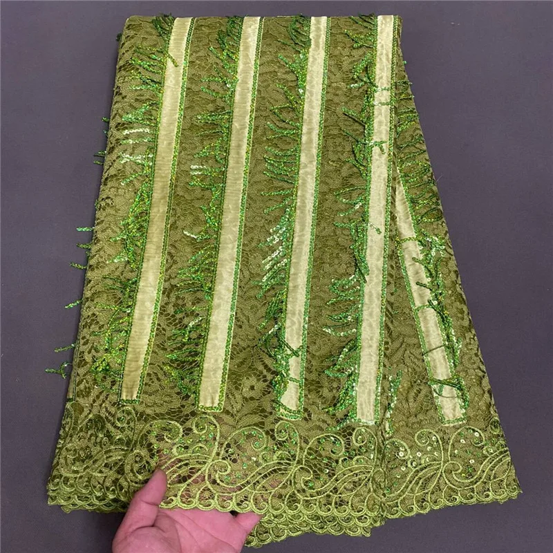 

5 Yard Hot Selling French Lace With Sequins African Tulle Cord Guipure Lace Net Embroidered Fabric For Wedding Party PS90601