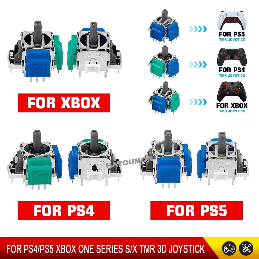 2/10 Stück K-Silver TMR Joystick für PS5 PS4 Xbox Series S X Xbox One Ersatz 3D Analog ThumbStick Anti-Drift Spielzubehör
