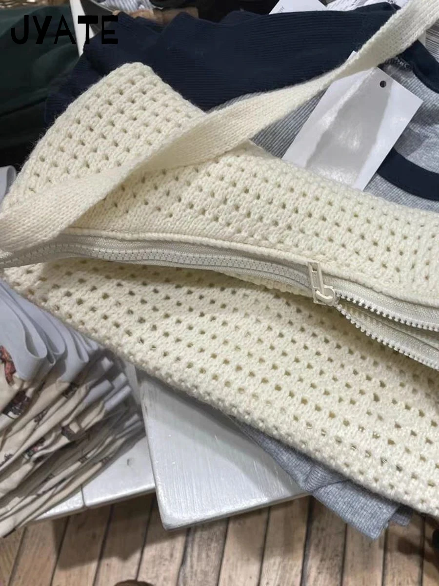 Sweet Beige Knitted Shoulder Bags Ladies Summer Casual High Quality School Style Crossbody Bag Harajuku Vintage Chic Handbags