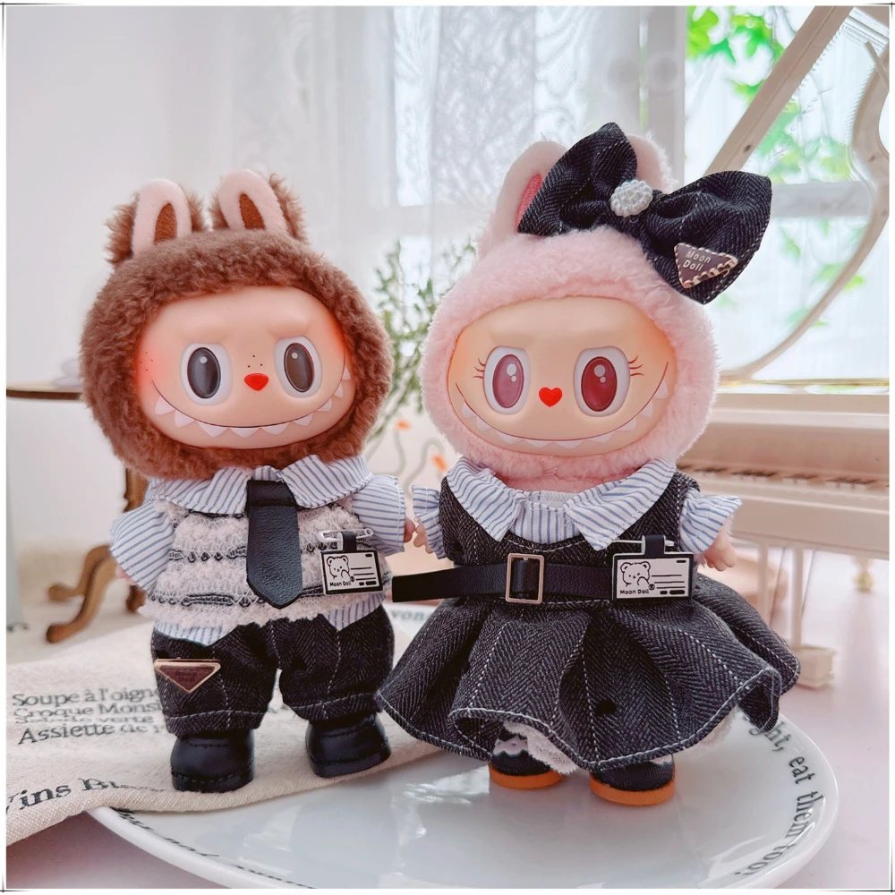 

Mini Doll'S Clothes Outfit Accessories for 15-17cm Ropa Labubu and 10cm Cotton Doll College Suit Uniform Clothing
