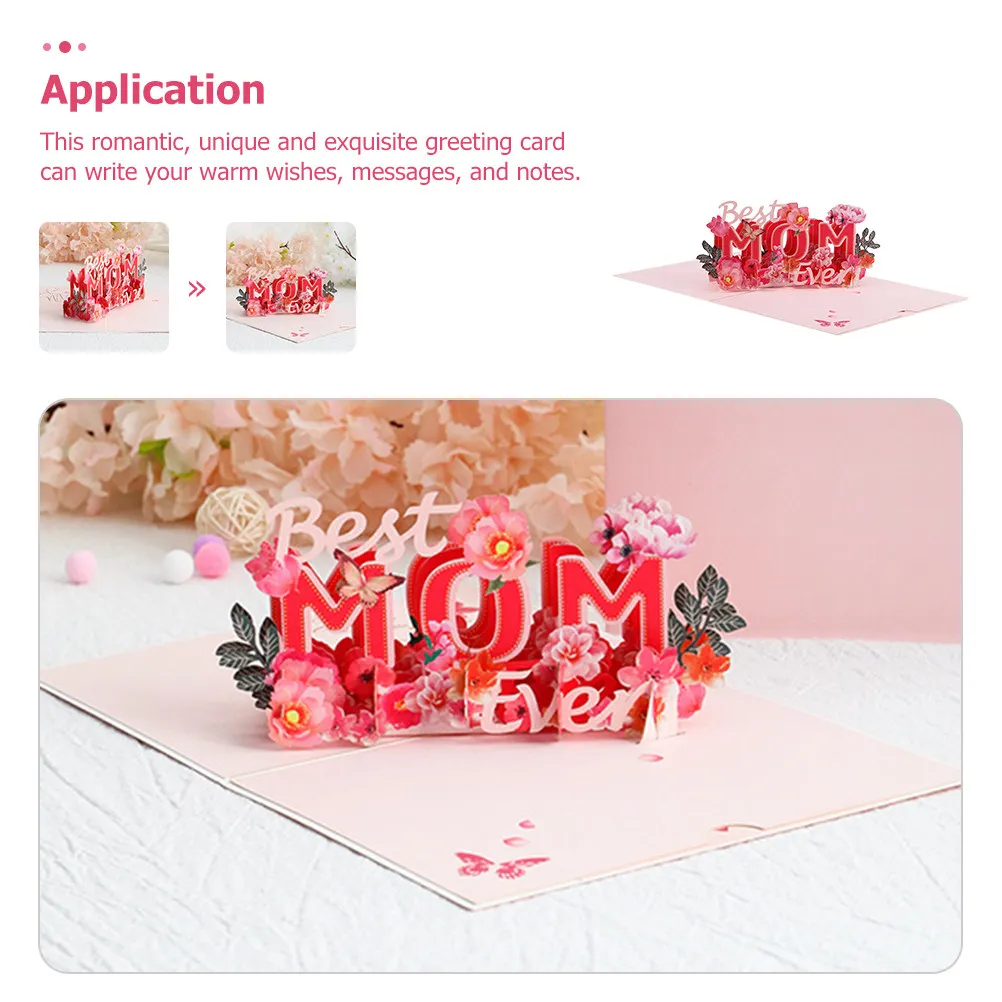 

Premium 3D Greeting Card for Mother's Day Unique Letter and Flower Design Elegant Pop-Up Card for Mom Handmade Feel Festival