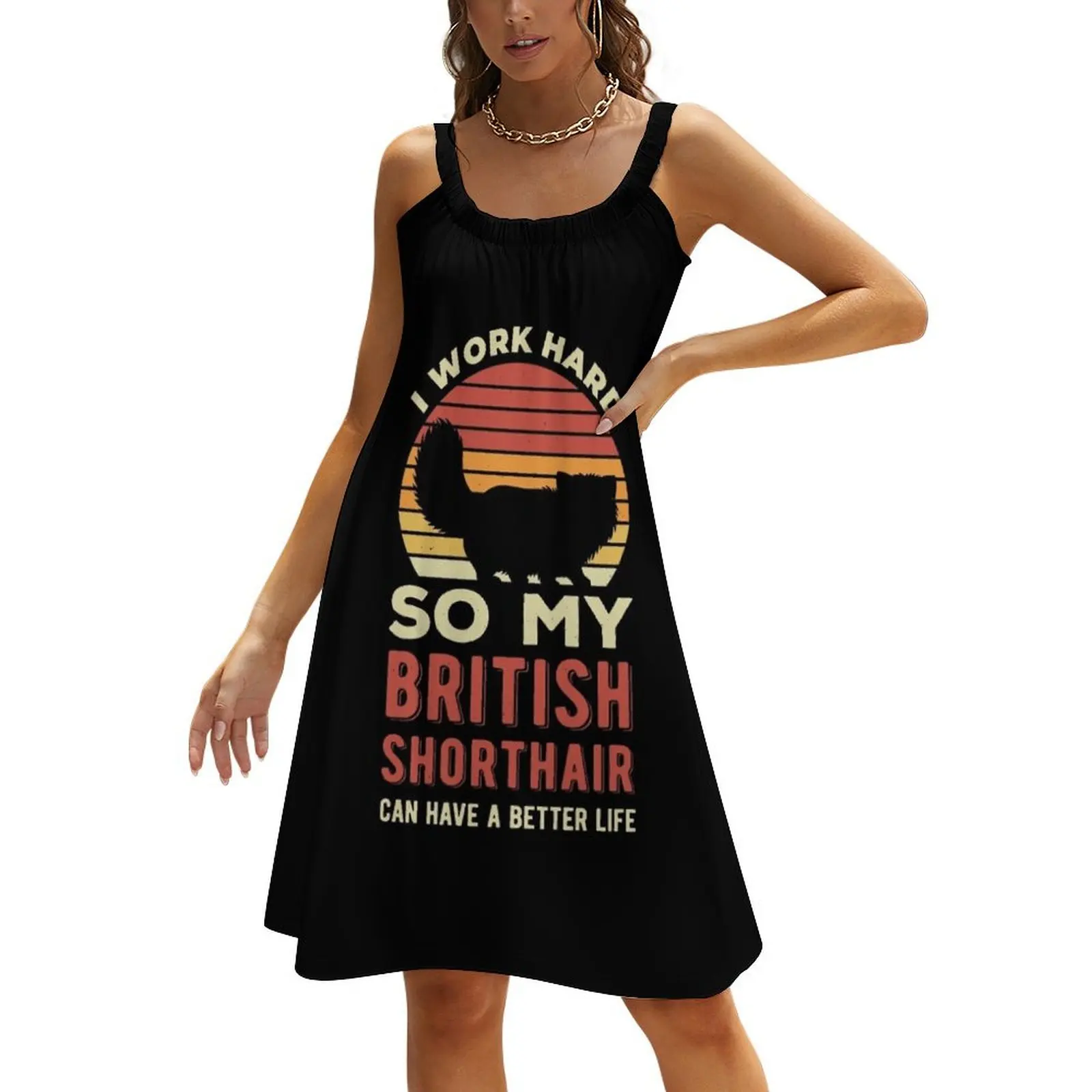 

Funny British Shorthair Beach Sling Skirt dresses summer woman 2024 Women dresses summer women's summer dress 2024